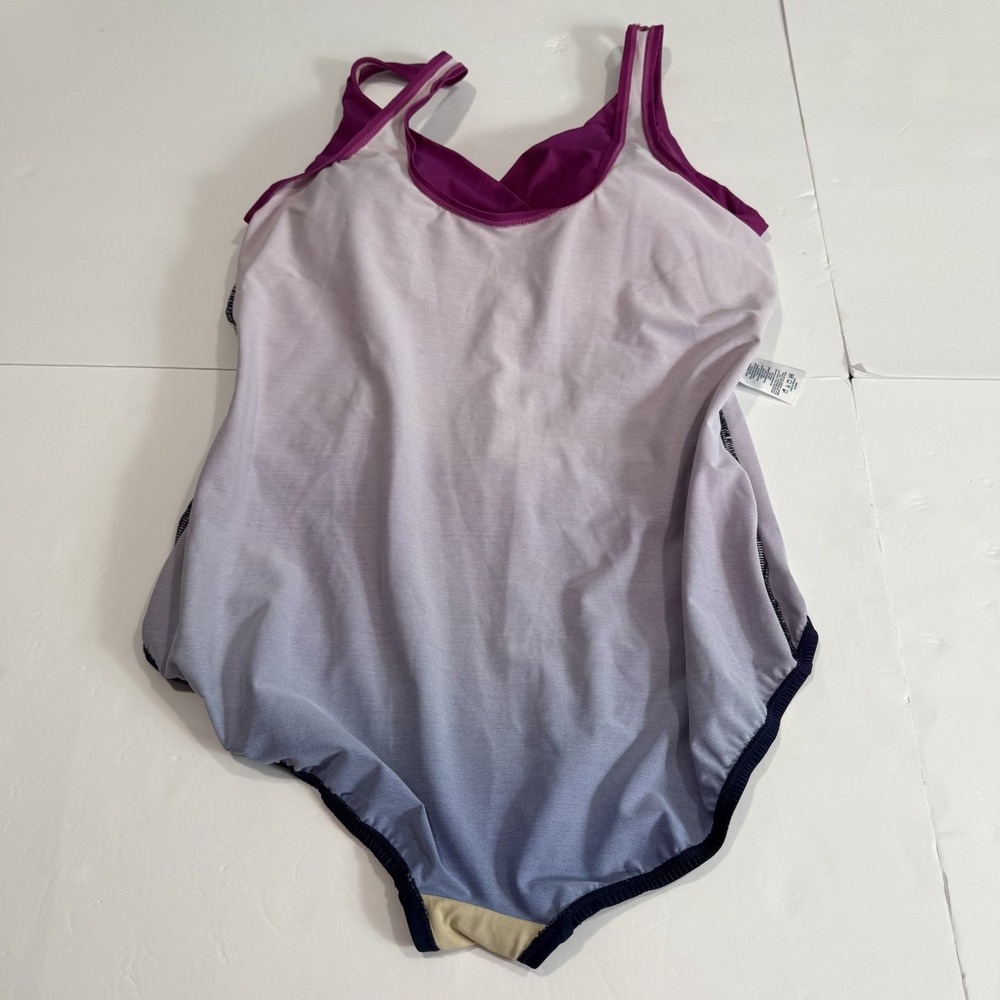 Lands End SlenderSuit Wrap 1 Piece Swimsuit Pink Ombre Tummy Control 18W TALL - Picture 9 of 10